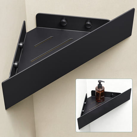 glasvilla Étagère de douche à percer ou à coller, Étagère d'angle pour douche, Étagère murale de salle de bain pour le bain et la cuisine, Reglo-07