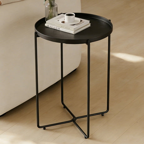 glasvilla Beistelltisch , Couchtisch klein mit abnehmbarem Tablett aus PP-Kunststoff, Sofatisch für Wohnzimmer, Schlafzimmer und Balkon, Reglo-08