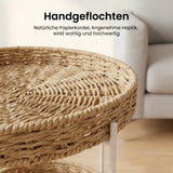 glasvilla Beistelltisch rund , Couchtisch klein mit abnehmbarem Tablett aus Papierkordel, Sofatisch für Wohnzimmer, Schlafzimmer und Balkon,  Reglo-08