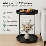 glasvilla Beistelltisch , Couchtisch klein mit abnehmbarem Tablett aus PP-Kunststoff, Sofatisch für Wohnzimmer, Schlafzimmer und Balkon, Reglo-08