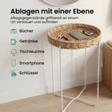 glasvilla Beistelltisch rund , Couchtisch klein mit abnehmbarem Tablett aus Papierkordel, Sofatisch für Wohnzimmer, Schlafzimmer und Balkon,  Reglo-08