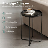 glasvilla Beistelltisch , Couchtisch klein mit abnehmbarem Tablett aus PP-Kunststoff, Sofatisch für Wohnzimmer, Schlafzimmer und Balkon, Reglo-08