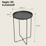 glasvilla Beistelltisch , Couchtisch klein mit abnehmbarem Tablett aus PP-Kunststoff, Sofatisch für Wohnzimmer, Schlafzimmer und Balkon, Reglo-08