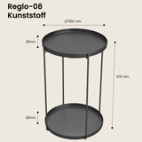glasvilla Beistelltisch , Couchtisch klein mit abnehmbarem Tablett aus PP-Kunststoff, Sofatisch für Wohnzimmer, Schlafzimmer und Balkon, Reglo-08