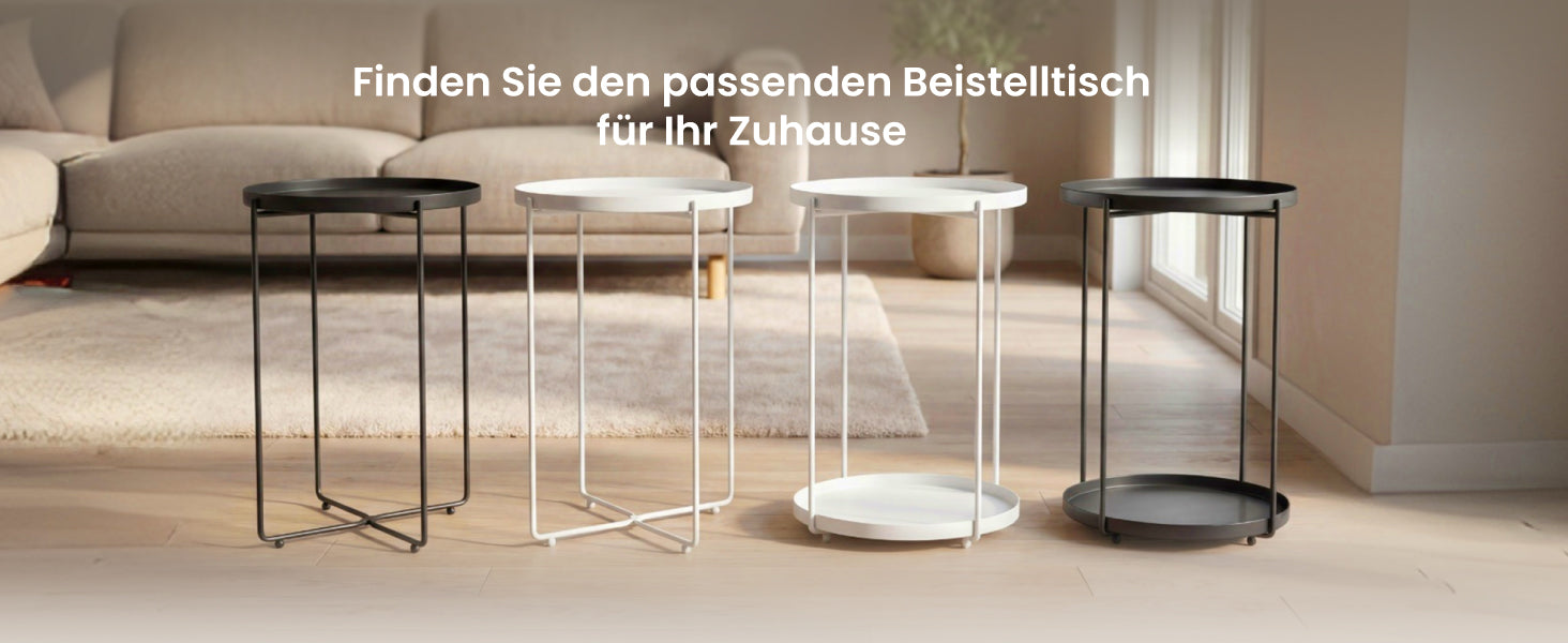 glasvilla Beistelltisch , Couchtisch klein mit abnehmbarem Tablett aus PP-Kunststoff, Sofatisch für Wohnzimmer, Schlafzimmer und Balkon, Reglo-08