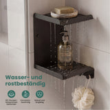 glasvilla Duschablage zum Bohren oder Kleben, Duschregal mit 3 Haken, Badezimmerablage zur Wandmontage, Badezimmer Organizer Reglo-14