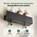 glasvilla Duschablage ohne Bohren mit 2 Schiebehaken,  Reglo-18 40cm | Duschregal ohne Bohren oder mit Bohren, Ablaufdesign Badezimmer Organizer, Metall, Shampoo Halterung für Dusche, Bad & Küche