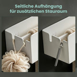 glasvilla Duschablage ohne Bohren mit Handtuchhalter, 60cm  Reglo-18 | Duschregal ohne Bohren oder mit Bohren, Drainage, Duschablage zum Hängen, Metall, Shampoo Halterung für Dusche, Bad, Küche