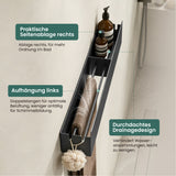glasvilla Duschablage ohne Bohren mit Handtuchhalter, 60cm  Reglo-18 | Duschregal ohne Bohren oder mit Bohren, Drainage, Duschablage zum Hängen, Metall, Shampoo Halterung für Dusche, Bad, Küche