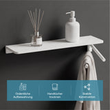 glasvilla Duschablage zum Bohren, Duschregal mit 2 Handtuchstangen aus Aluminiumlegierung, Badezimmerablage zur Wandmontage, Badezimmer Organizer  Reglo-19