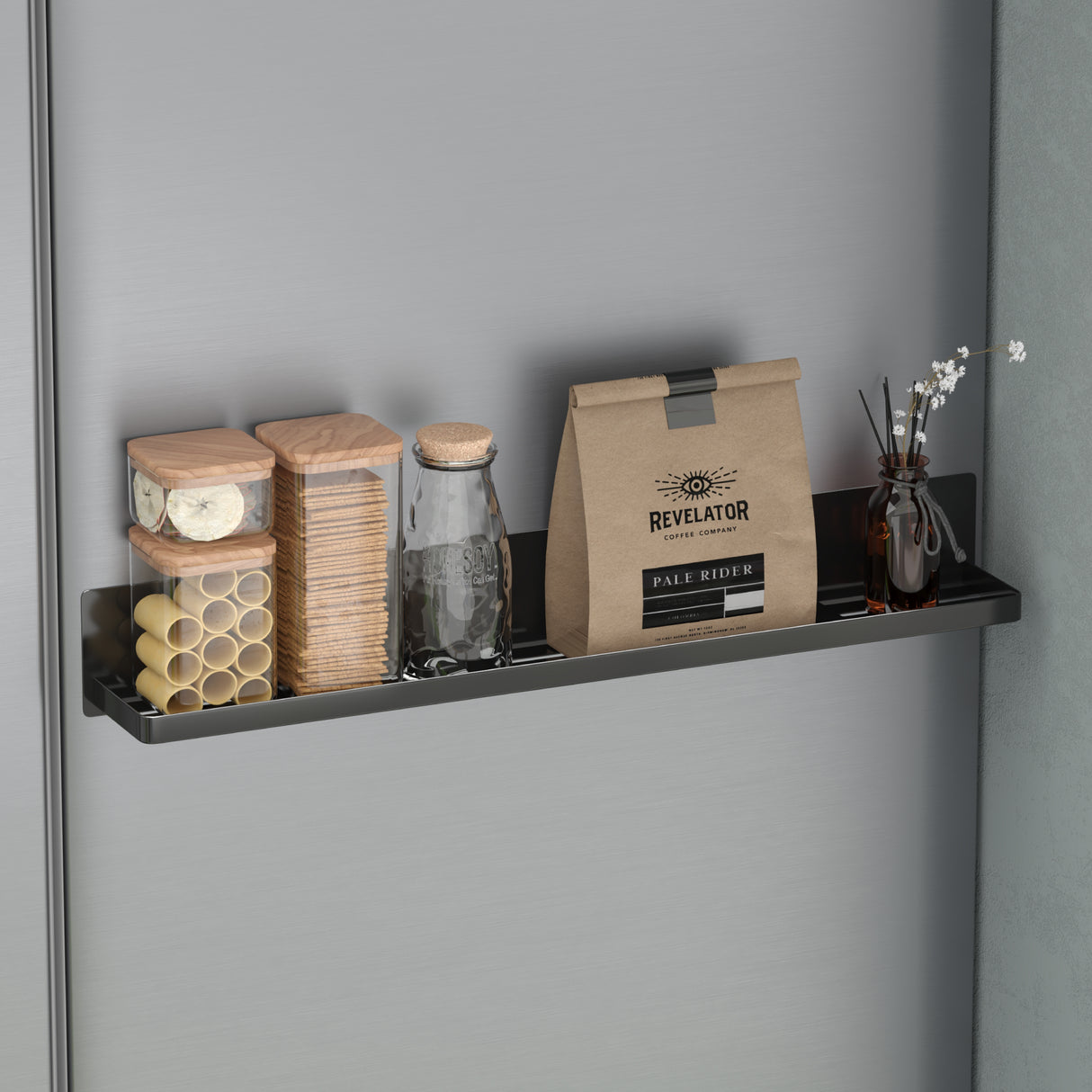 glasvolla Duschablage ohne Bohren, Duschregal magnetisch, selbstklebende Badezimmerablage zur Wandmontage 60cm Reglo-01