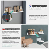 glasvolla Duschablage ohne Bohren, Duschregal magnetisch, selbstklebende Badezimmerablage zur Wandmontage 60cm Reglo-01