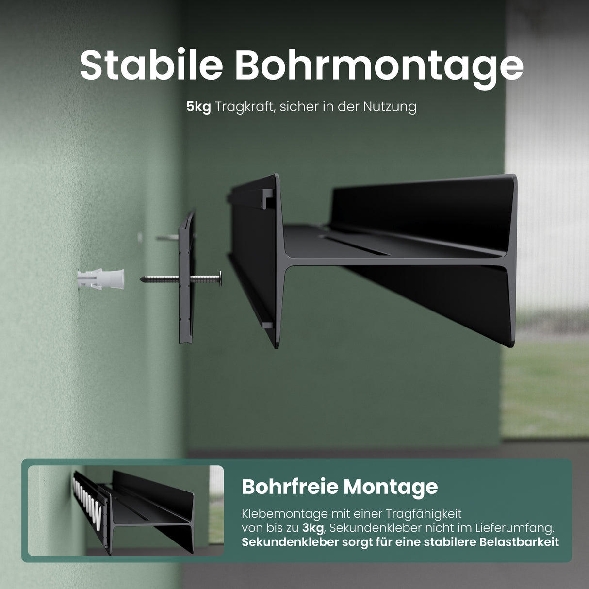 glasvolla Duschablage zum Bohren oder Kleben Duschregal Badablage 40cm Badezimmerablage zur Wandmontage Badezimmer Organizer Reglo-03