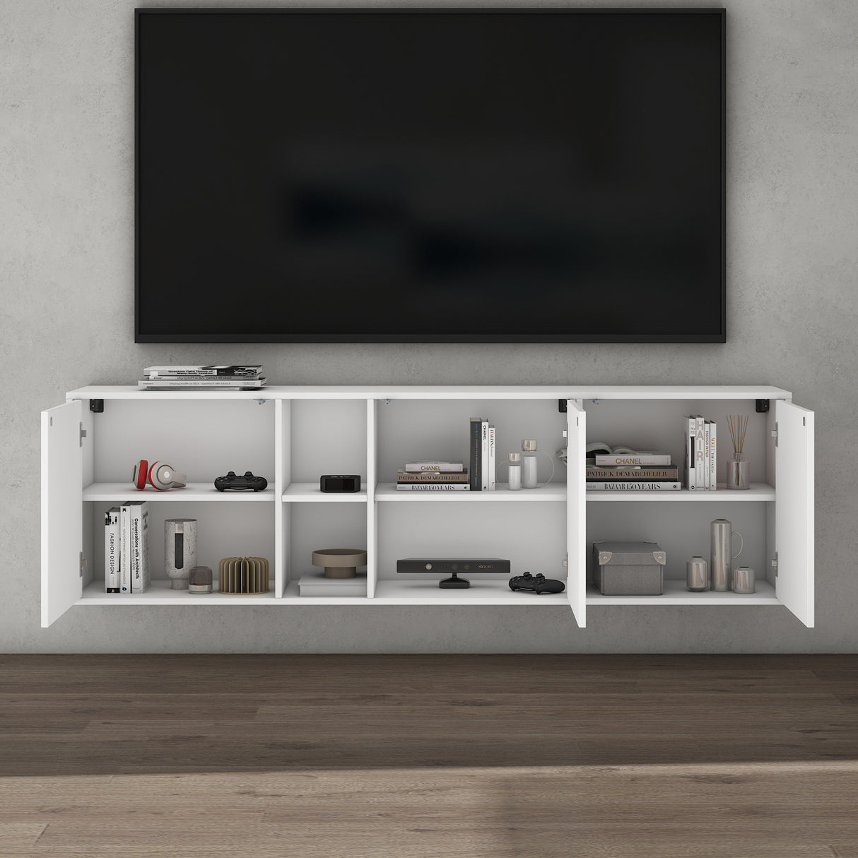 glasvilla Möbel Schrank mit 3 Türen und 2 Fächern Kommode  Sideboard viel Stauraum für Wohnbereich Schrank02