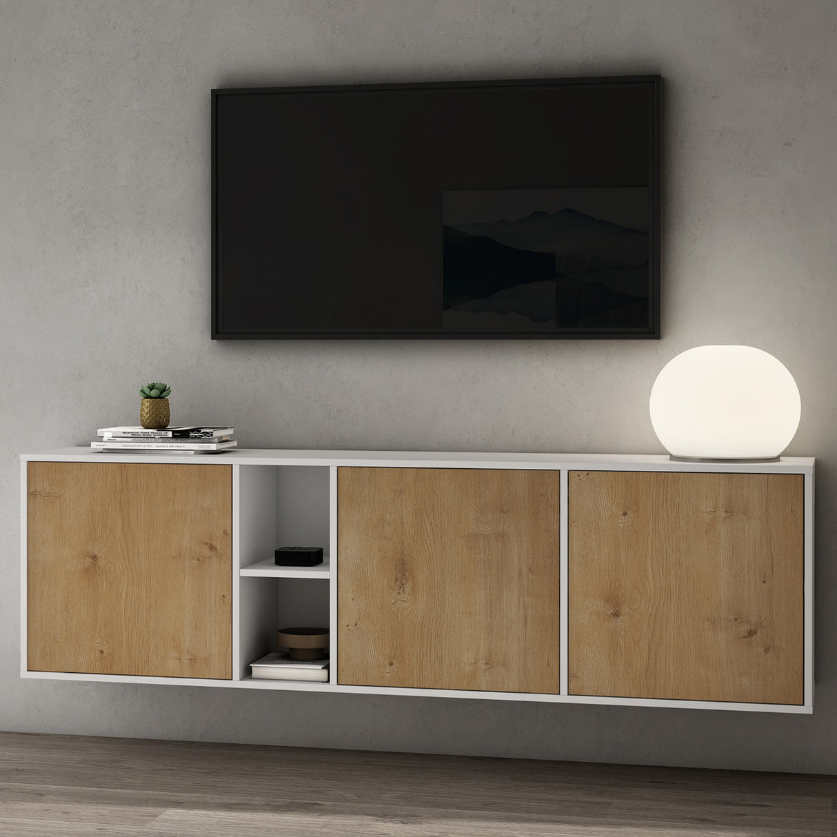 glasvilla Möbel Schrank mit 3 Türen und 2 Fächern Kommode  Sideboard viel Stauraum für Wohnbereich Schrank02