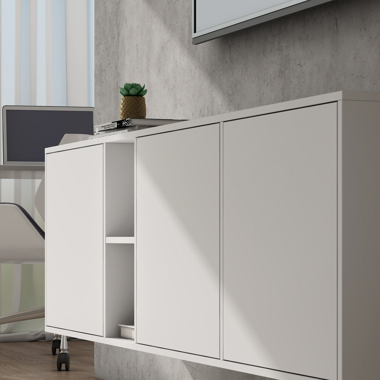 glasvilla Möbel Schrank mit 3 Türen und 2 Fächern Kommode  Sideboard viel Stauraum für Wohnbereich Schrank02