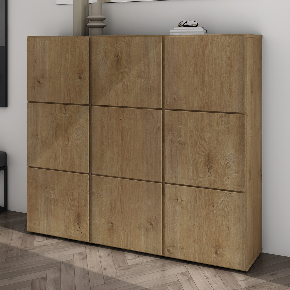 glasvilla Schuhschrank Schuhkommode mit 3 Schränken BTH: 45x36x120 cm Schuhregal Möbel Schuhschrank02