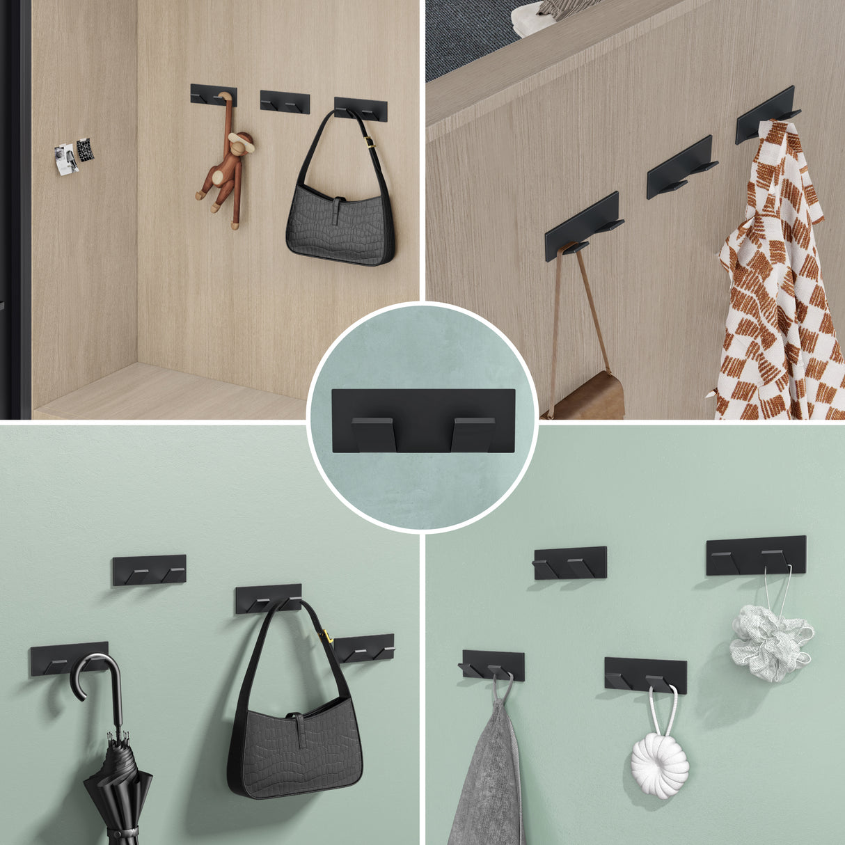 glasvilla Appendiabiti da Parete, Attaccapanni da Muro in Acciaio Inossidabile Appendiabiti per Camera da Letto, Ingresso, Cucina, Stalo-02+03