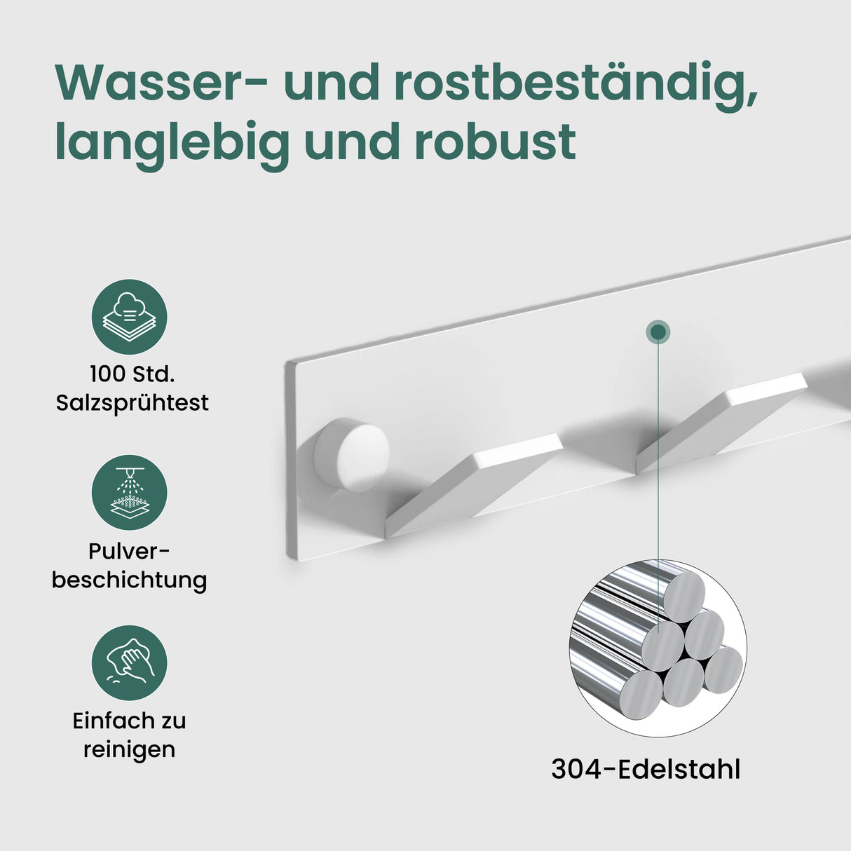 glasvilla Appendiabiti da Parete, Attaccapanni da Muro in Acciaio Inossidabile Appendiabiti per Camera da Letto, Ingresso, Cucina, Stalo-02+03