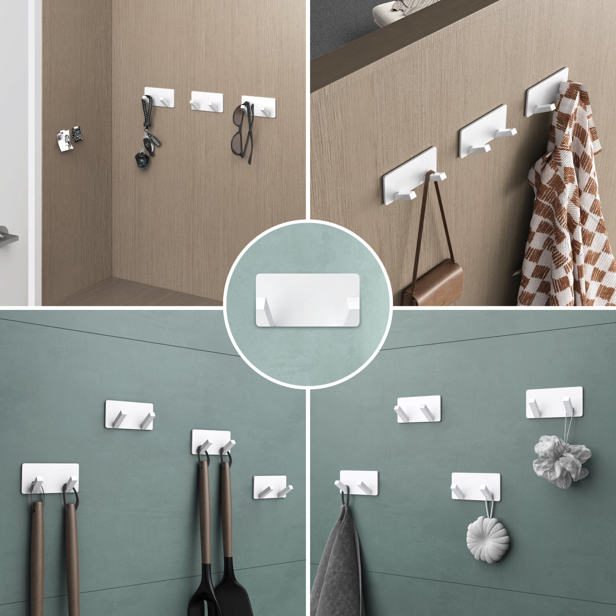 glasvilla Wandgarderobe Wandhaken aus Aluminium Garderobe mit klappbaren Haken Garderobenleiste Garderobenhaken Kleiderhaken Stalo-04+05