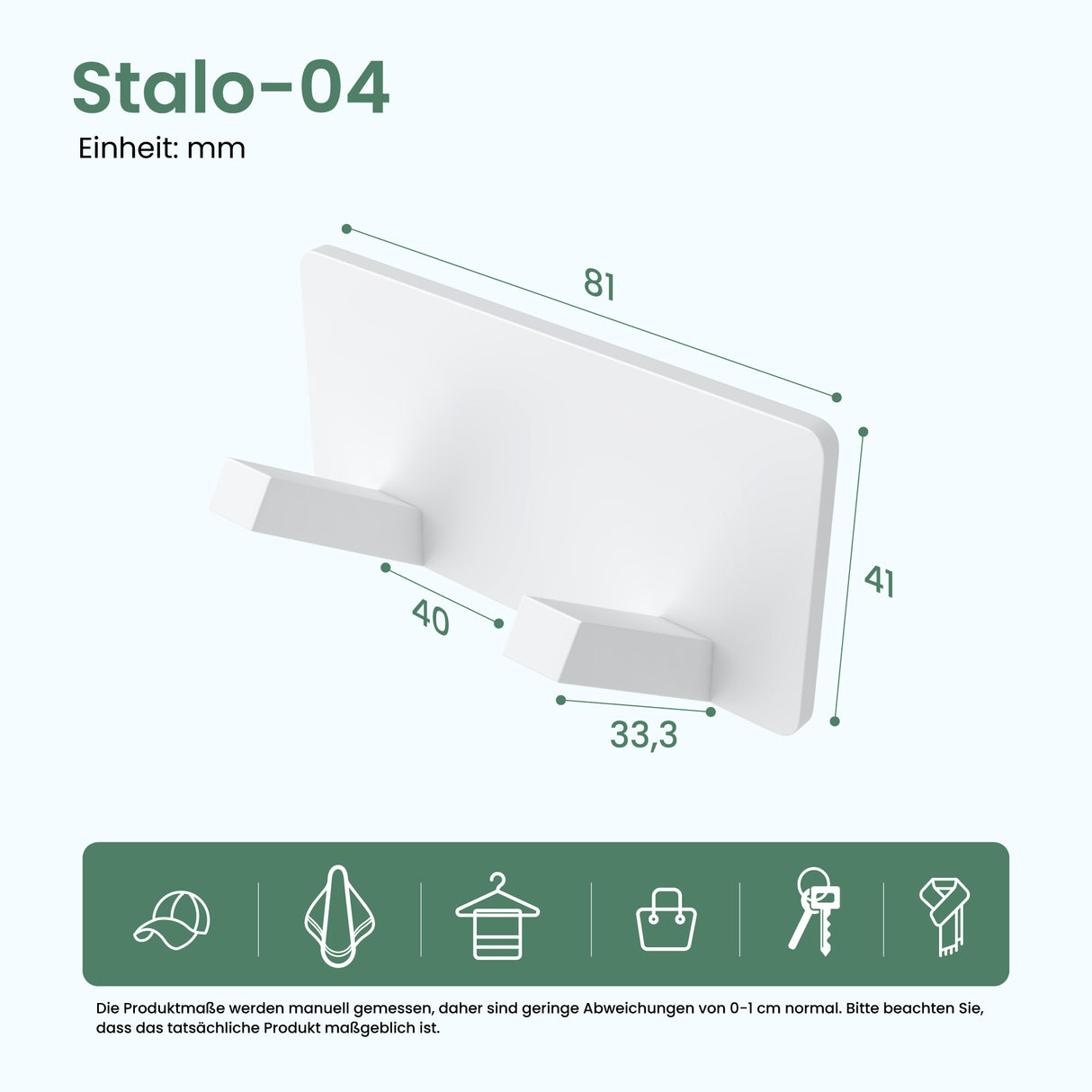 glasvilla Wandgarderobe Wandhaken aus Aluminium Garderobe mit klappbaren Haken Garderobenleiste Garderobenhaken Kleiderhaken Stalo-04+05