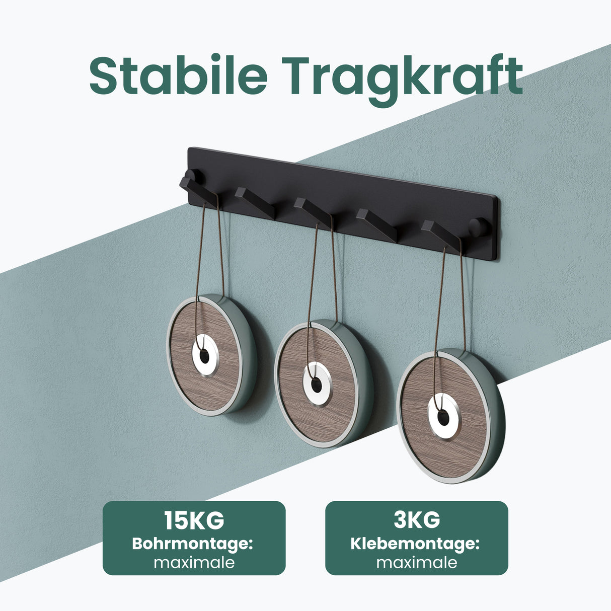 glasvilla Wandgarderobe Wandhaken aus Aluminium Garderobe mit klappbaren Haken Garderobenleiste Garderobenhaken Kleiderhaken Stalo-04+05