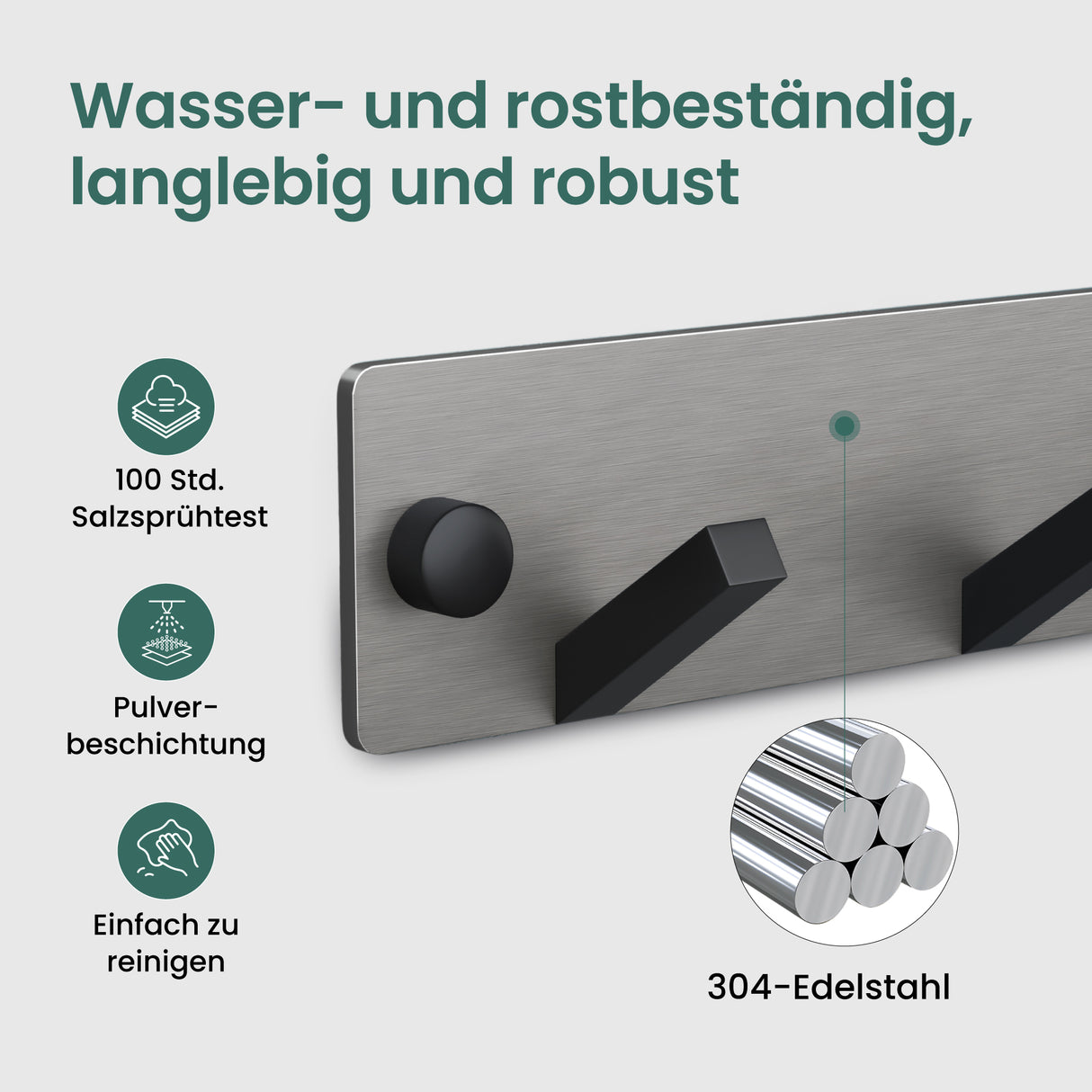 glasvilla Wandgarderobe Wandhaken aus Aluminium Garderobe mit klappbaren Haken Garderobenleiste Garderobenhaken Kleiderhaken Stalo-04+05