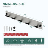 glasvilla Wandgarderobe Wandhaken aus Aluminium Garderobe mit klappbaren Haken Garderobenleiste Garderobenhaken Kleiderhaken Stalo-04+05