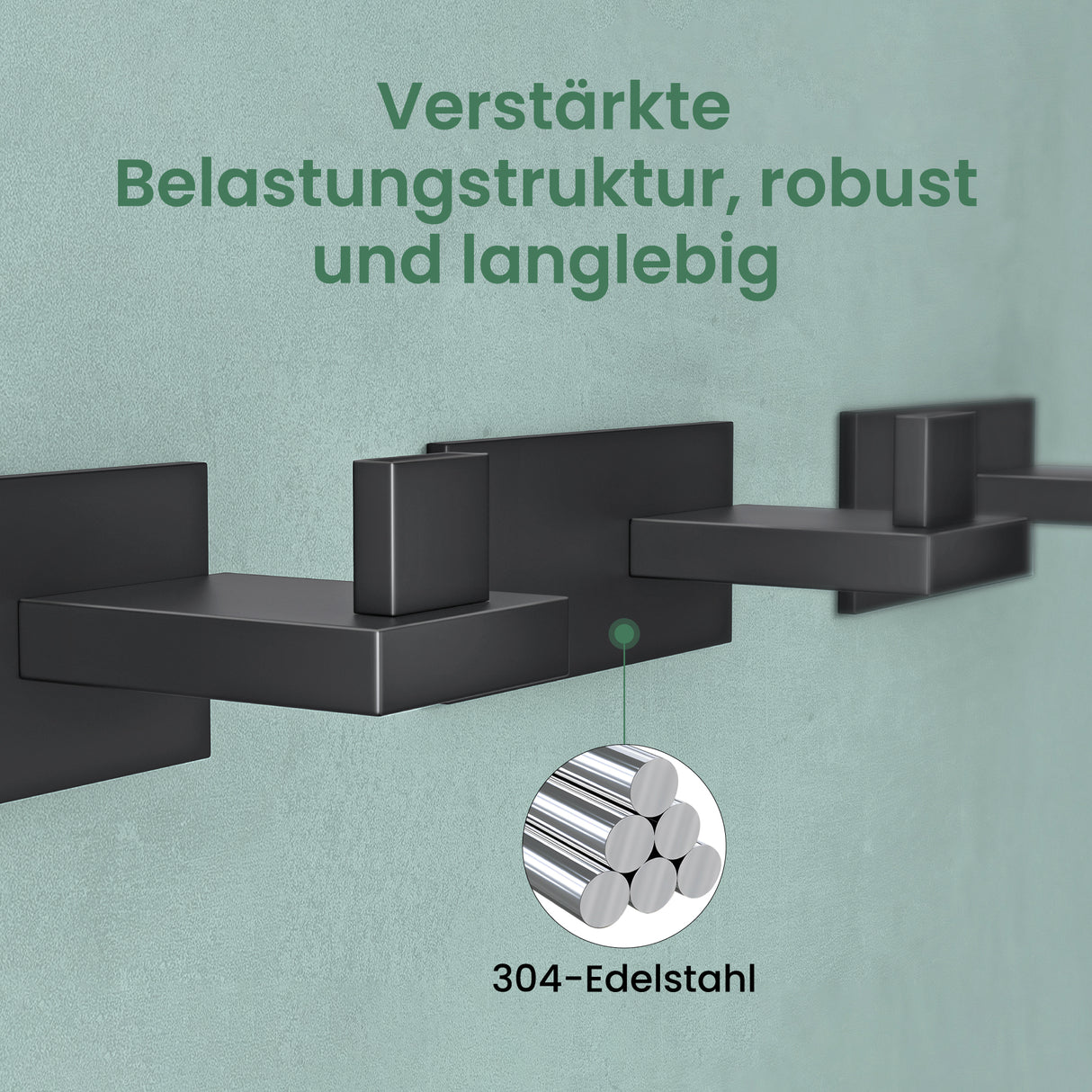 glasvilla Kleiderhaken Wandgarderobe Wandhaken aus Edelstahl Garderobenleiste Garderobenhaken Stalo-06+Stalo-07