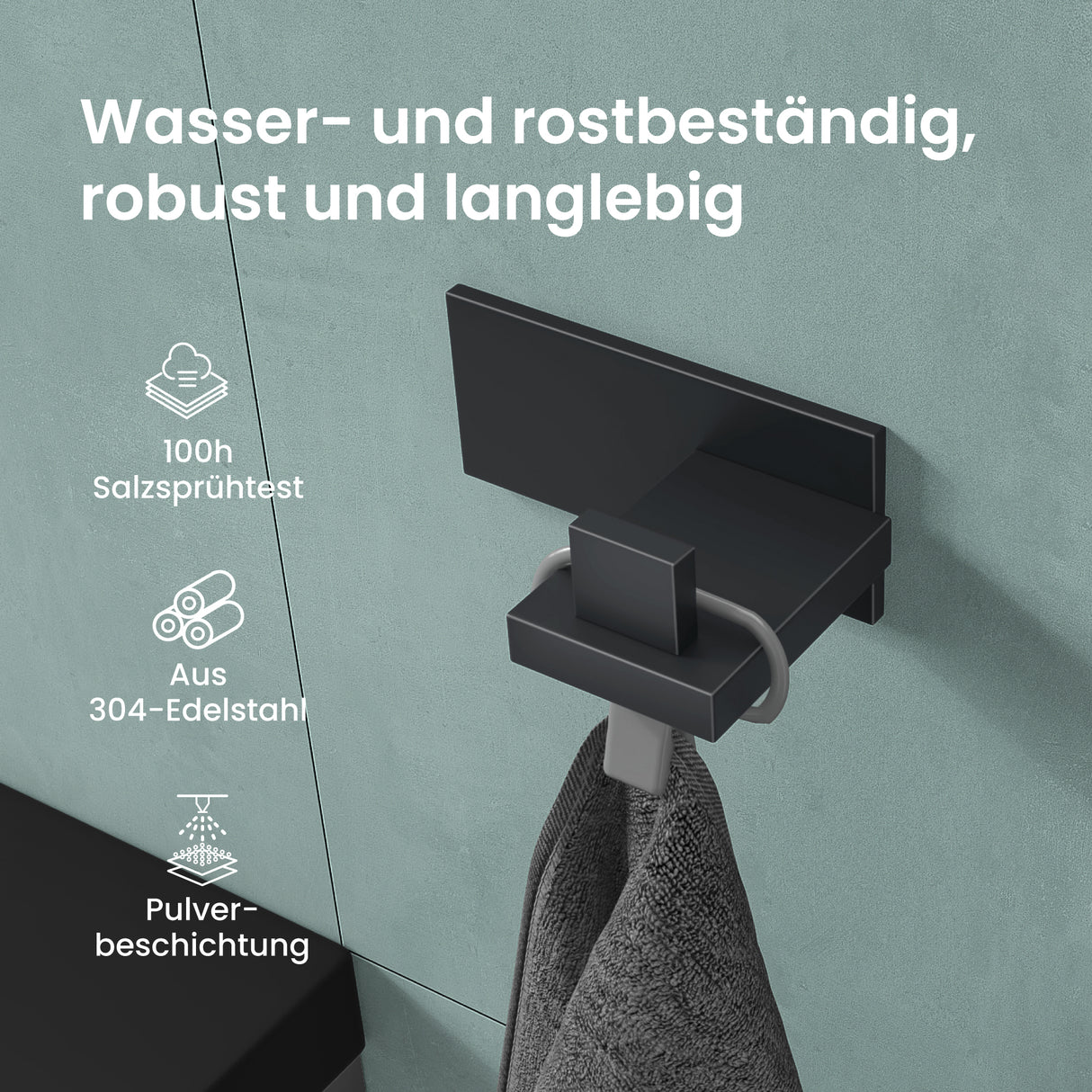 glasvilla Kleiderhaken Wandgarderobe Wandhaken aus Edelstahl Garderobenleiste Garderobenhaken Stalo-06+Stalo-07