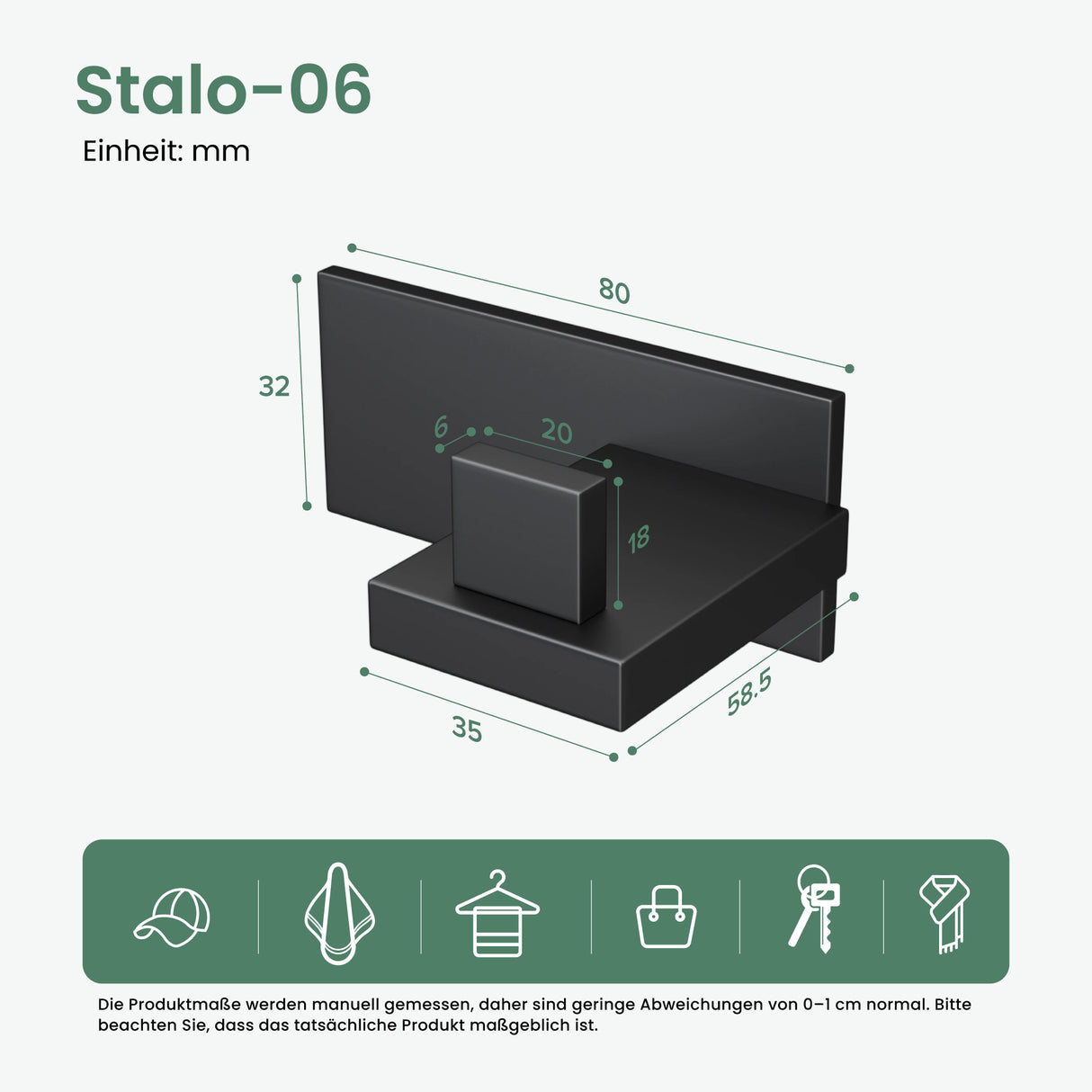 glasvilla Kleiderhaken Wandgarderobe Wandhaken aus Edelstahl Garderobenleiste Garderobenhaken Stalo-06+Stalo-07