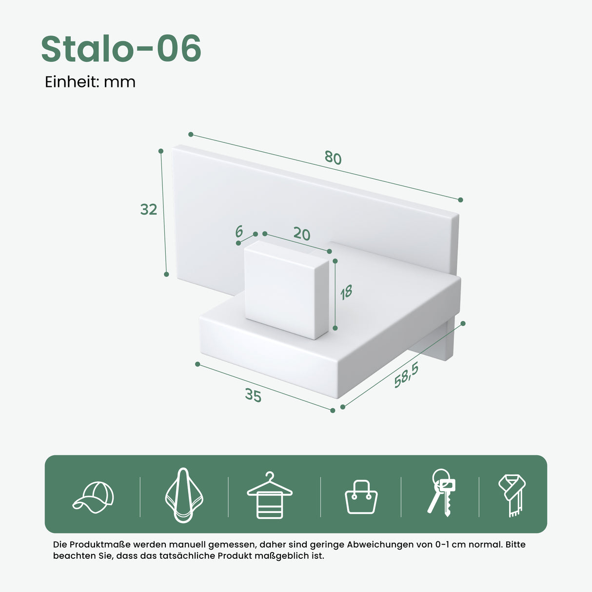 glasvilla Kleiderhaken Wandgarderobe Wandhaken aus Edelstahl Garderobenleiste Garderobenhaken Stalo-06+Stalo-07