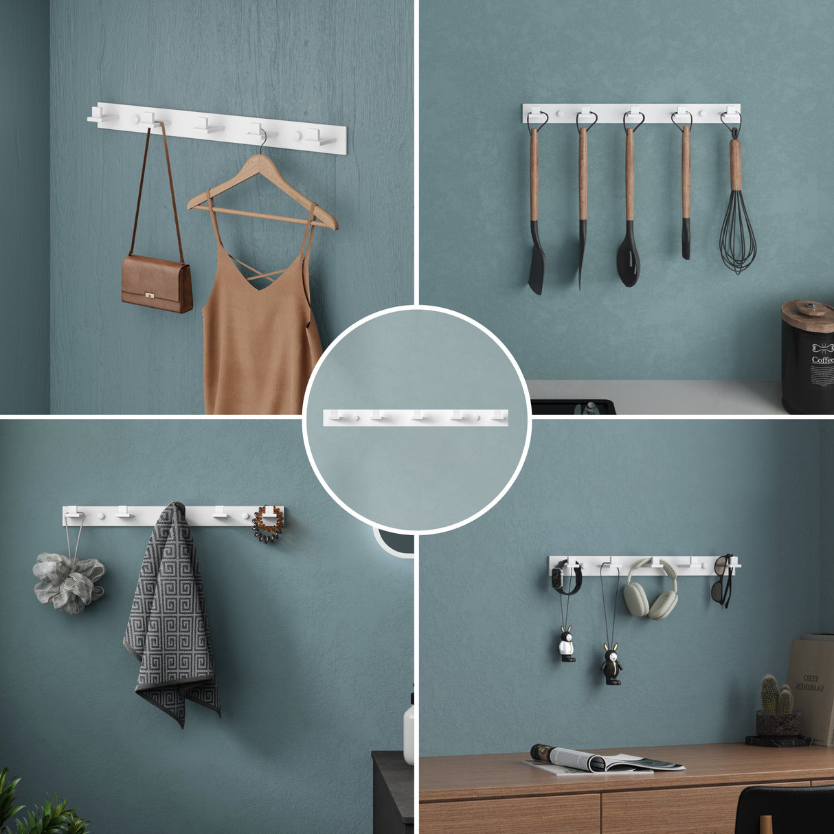 glasvilla Kleiderhaken Wandgarderobe Wandhaken aus Edelstahl Garderobenleiste Garderobenhaken Stalo-06+Stalo-07