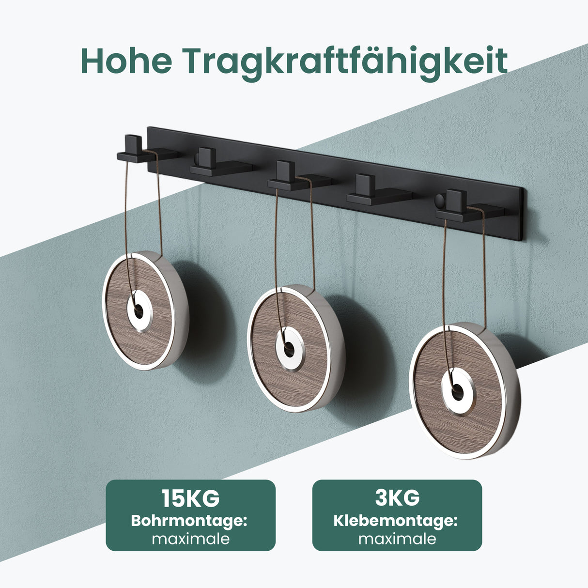 glasvilla Kleiderhaken Wandgarderobe Wandhaken aus Edelstahl Garderobenleiste Garderobenhaken Stalo-06+Stalo-07
