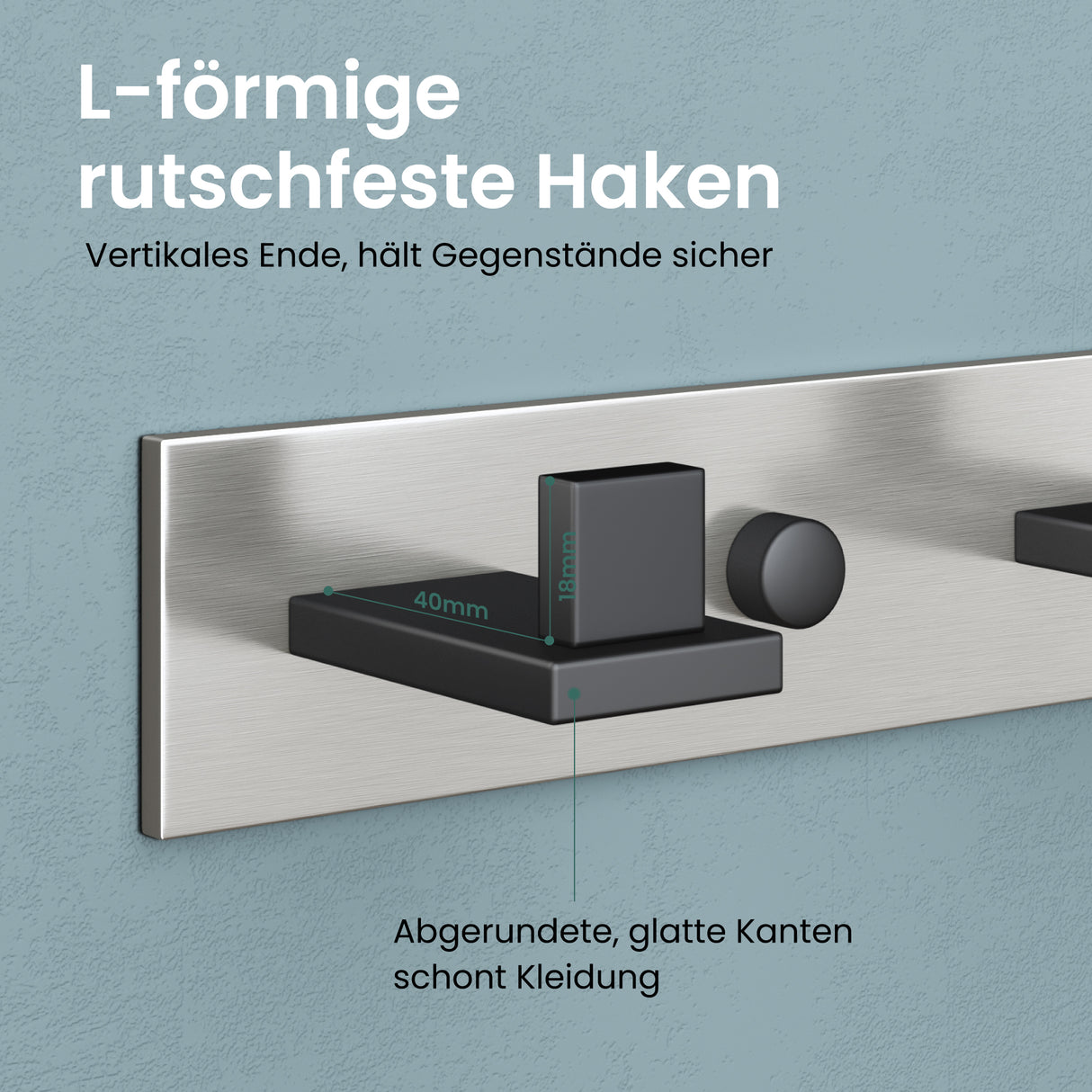 glasvilla Kleiderhaken Wandgarderobe Wandhaken aus Edelstahl Garderobenleiste Garderobenhaken Stalo-06+Stalo-07