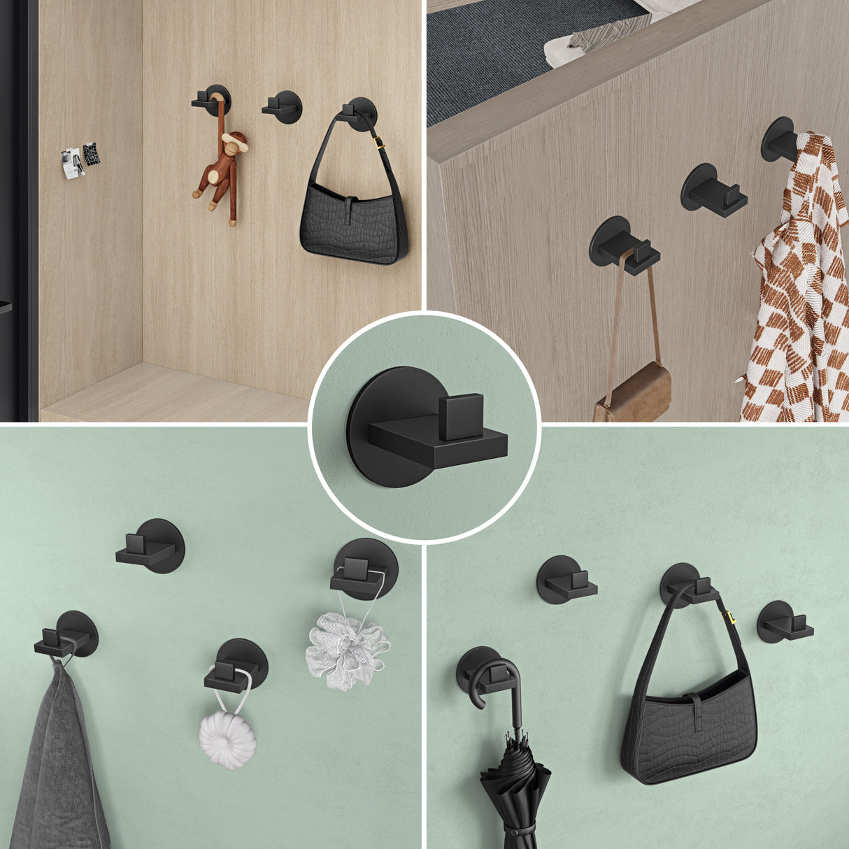 glasvilla Kleiderhaken Wandgarderobe Wandhaken aus Edelstahl Garderobenleiste Garderobenhaken Stalo-08+Stalo-09