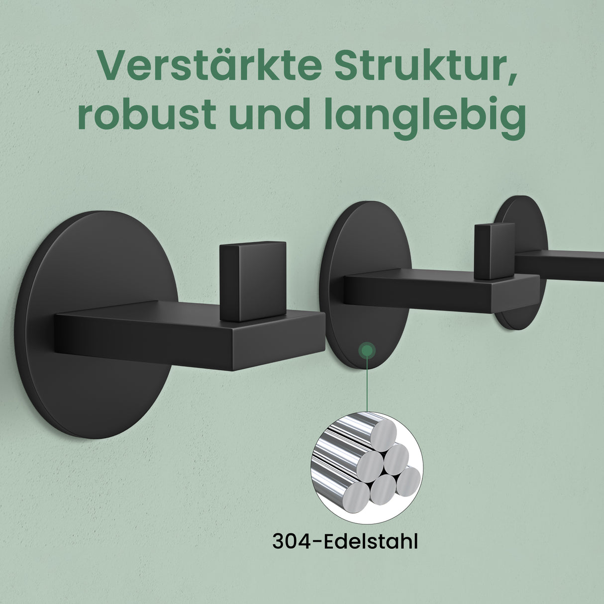 glasvilla Kleiderhaken Wandgarderobe Wandhaken aus Edelstahl Garderobenleiste Garderobenhaken Stalo-08+Stalo-09