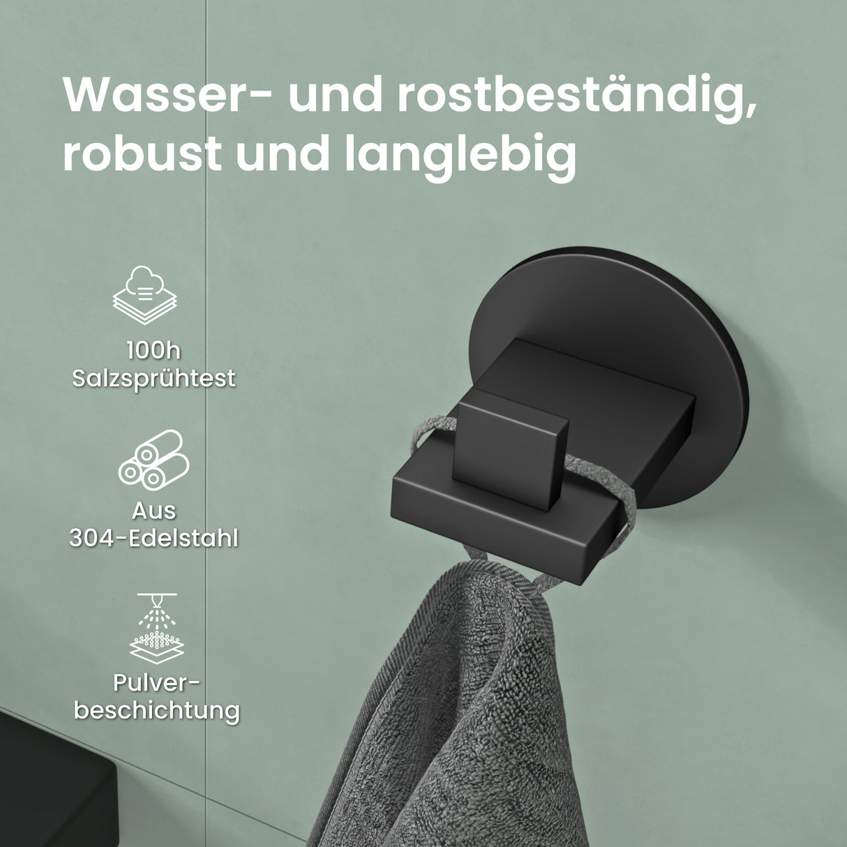 glasvilla Kleiderhaken Wandgarderobe Wandhaken aus Edelstahl Garderobenleiste Garderobenhaken Stalo-08+Stalo-09