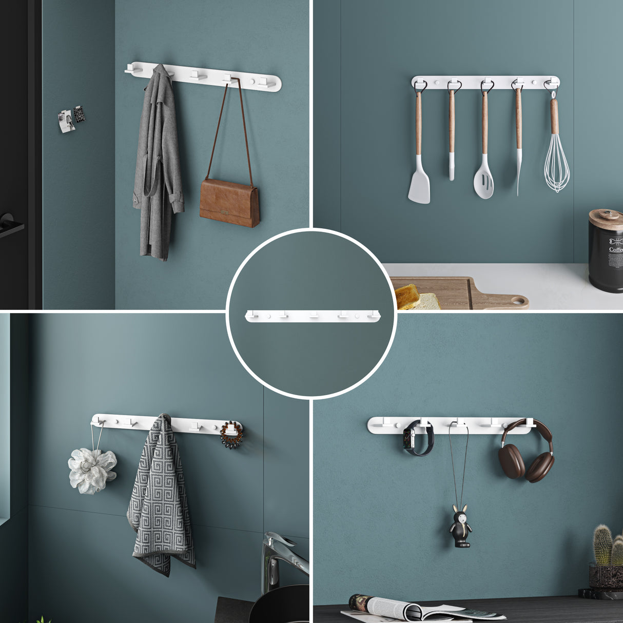 glasvilla Kleiderhaken Wandgarderobe Wandhaken aus Edelstahl Garderobenleiste Garderobenhaken Stalo-08+Stalo-09