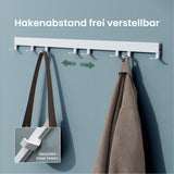 glasvilla Garderobenleiste mit verstellbaren Haken, Kleiderhaken aus Aluminium, Wandgarderobe Garderobenhaken Stalo-10