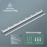 glasvilla Garderobenleiste mit verstellbaren Haken, Kleiderhaken aus Aluminium, Wandgarderobe Garderobenhaken Stalo-10
