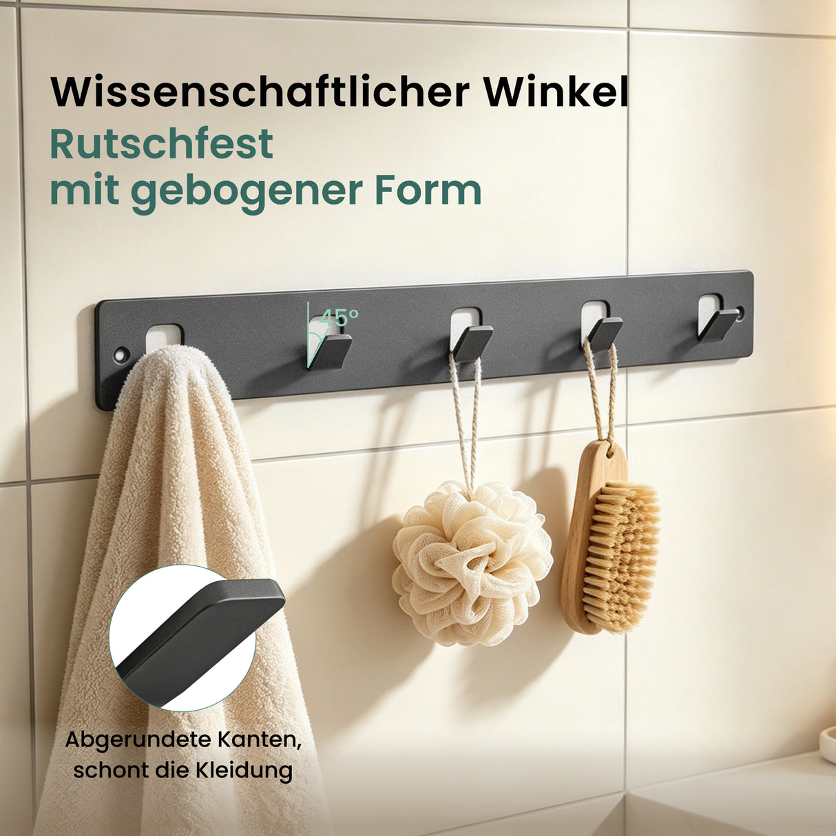 glasvilla  Kleiderhaken ohne Bohren Wandgarderobe Wandhaken mit 5 Haken Garderobenleiste Garderobenhaken  Stalo-14