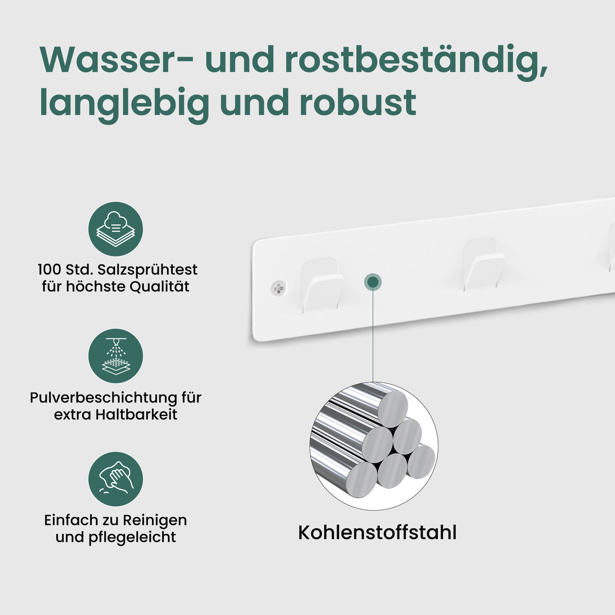 glasvilla  Kleiderhaken ohne Bohren Wandgarderobe Wandhaken mit 5 Haken Garderobenleiste Garderobenhaken  Stalo-14