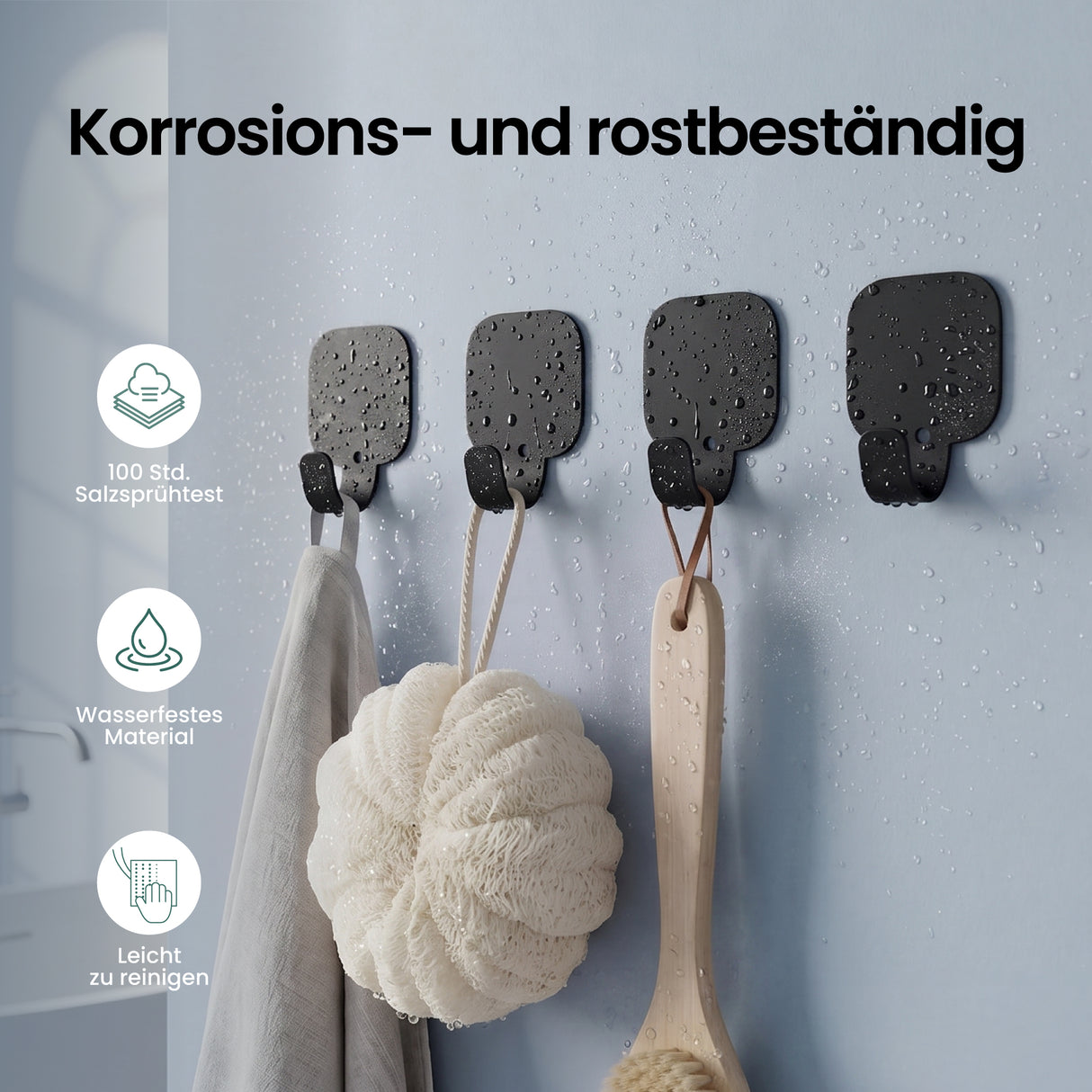 glasvilla Kleiderhaken 4 Stück, Garderobenhaken ohne bohren aus Aluminiumlegierung, Wandhaken  Stalo-15