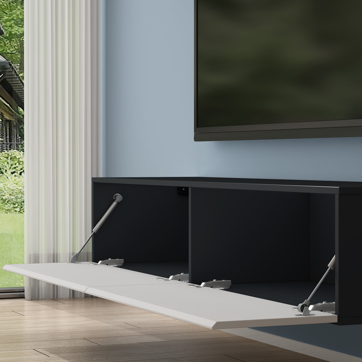 glasvilla Fernsehtisch Fernsehschrank TV Schrank Verdeckter Griff mit Soft-Close Lowboard Hängeschrank für Wohnzimmer Fernsehschrank02