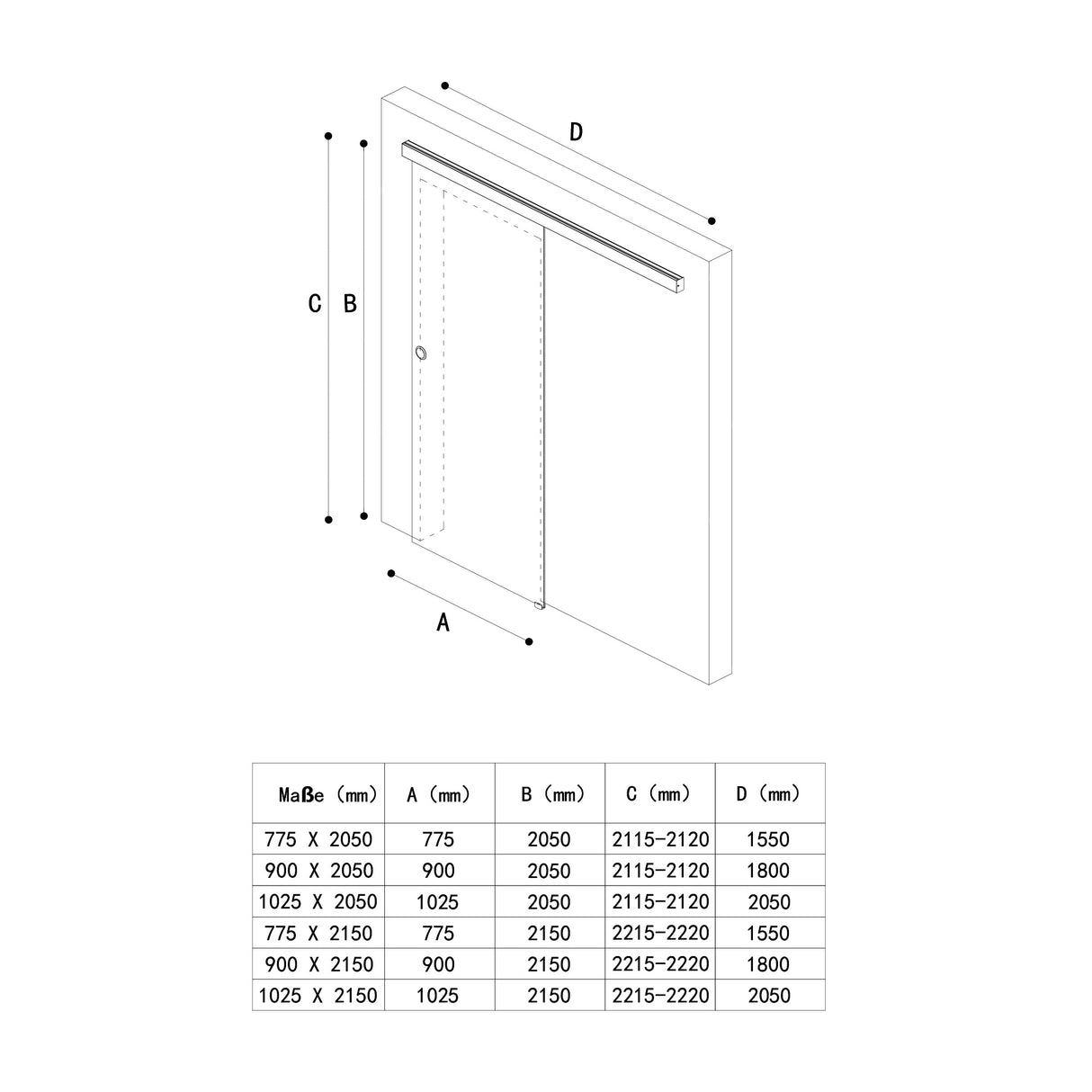 glasvilla Glasschiebetür komplettset Amalfi H: 2050mm, Griffart: Stangengriff, inkl. Softclose-Automatik, 8mm ESG-Sicherheitsglas