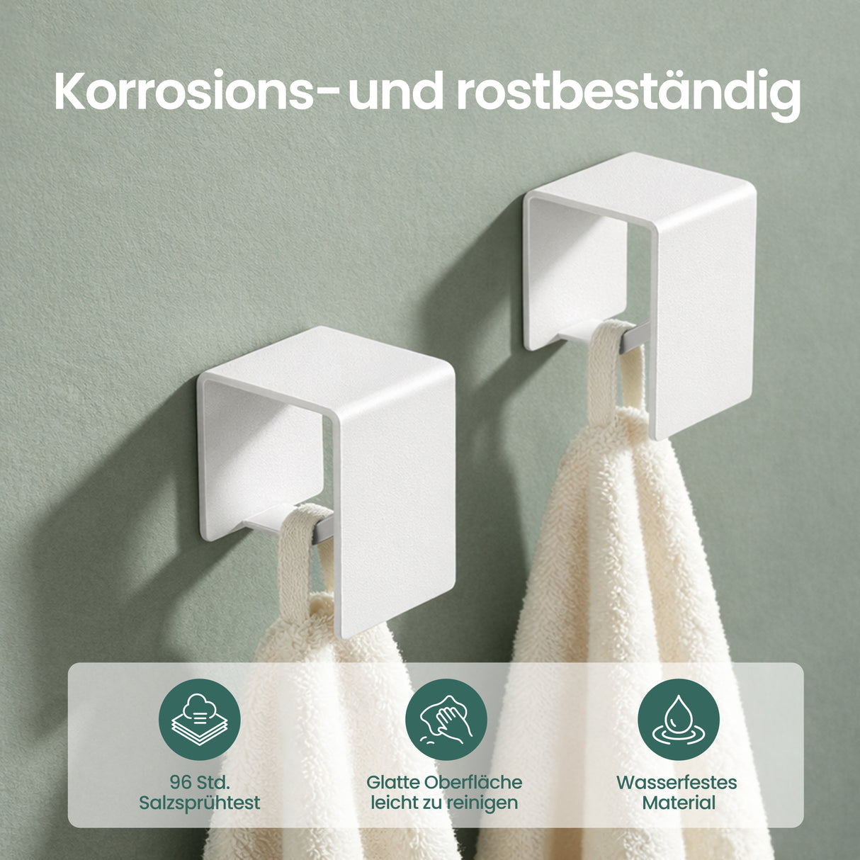glasvilla Handtuchhaken ohne Bohren, Kleiderhaken Handtuchhalter selbstklebend , Badetuchhalter Wandhaken für Bad und Küche,  Tavrin-01