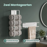 Glasvilla Porta Asciugamani da Parete Adesivo, Portasciugamani in Metallo Impermeabile, Installazione Orizzontale o Verticale, Porta Salviette per Bagno, Cucina, Tavrin-03