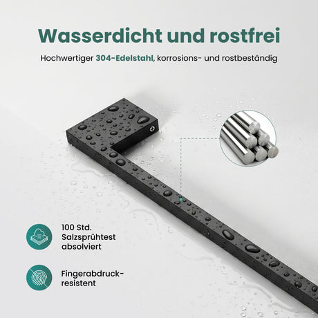 glasvilla Handtuchhalter aus Edelstahl, Handtuchstange  38cm | Hantuchhalterung Wandmontage für Bad & Küche, Badetuchhalter Einarmig Tavrin-05