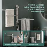 glasvilla Handtuchhalter 180° Schwenkbar 3-armig aus Edelstahl  Handtuchhalterung Badetuchhalter ohne Bohren oder mit Bohren, 3-Stangen Handtuchstange für Bad und Küche, Tavrin-06